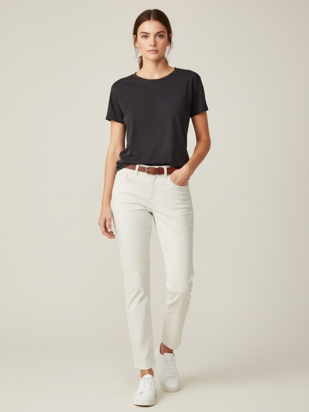 Cambio White Denim Italian Fabric Slim Leg Jeans Size 6/8